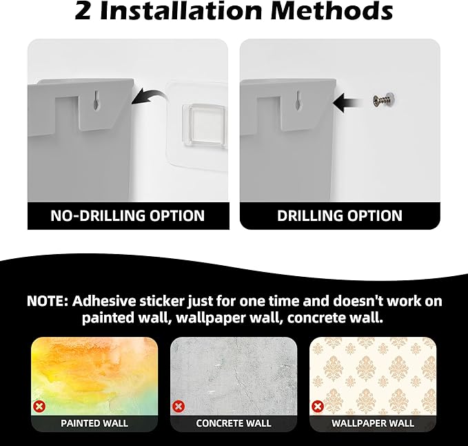 YOHOM No Drilling File Holder Wall Mails Magazines Organizer Adhesive Door Mount - Image 7