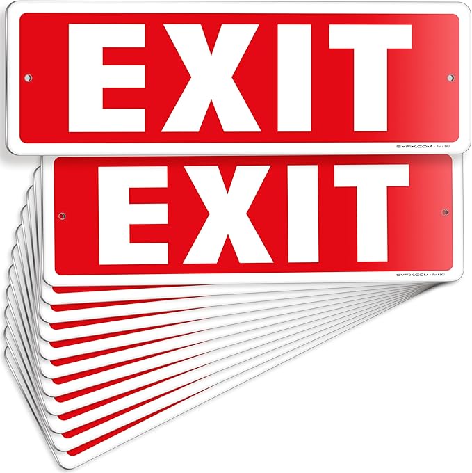iSYFIX Exit Sign – 12 Pack 12x4 Inch – 100% Rust Free .040 Aluminum Signs by iSYFIXPREMIUMSIGNS
