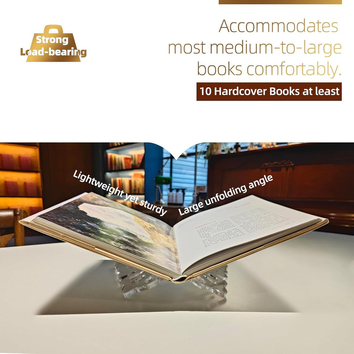 Butterfly Acrylic Book Stands - Book Holders for Magazine, Art, Cook Book, Bible Stand - Rounded Corners, Sleek Transparent - Lightweight Yet Sturdy-8mm, 12" x 7" x 5.2"