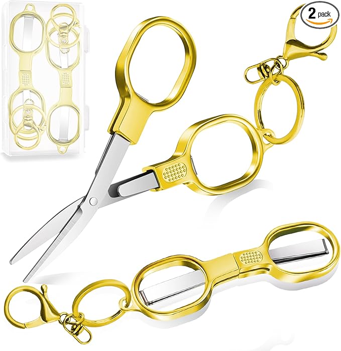 2 PCS Stainless Steel Mini Folding Scissors, Safety Pocket-Sized Multipurpose by Unknown
