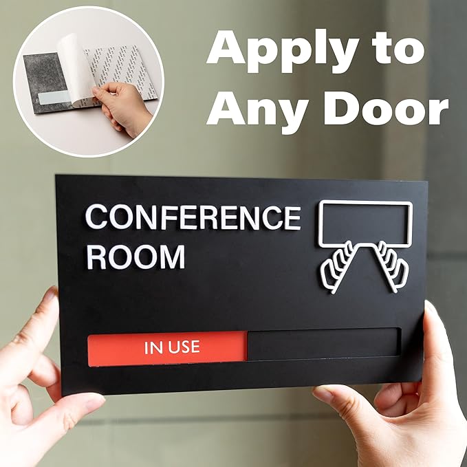 Office Door Signs for Conference Room, Meeting In Progress Door Sign, In Use - Image 4