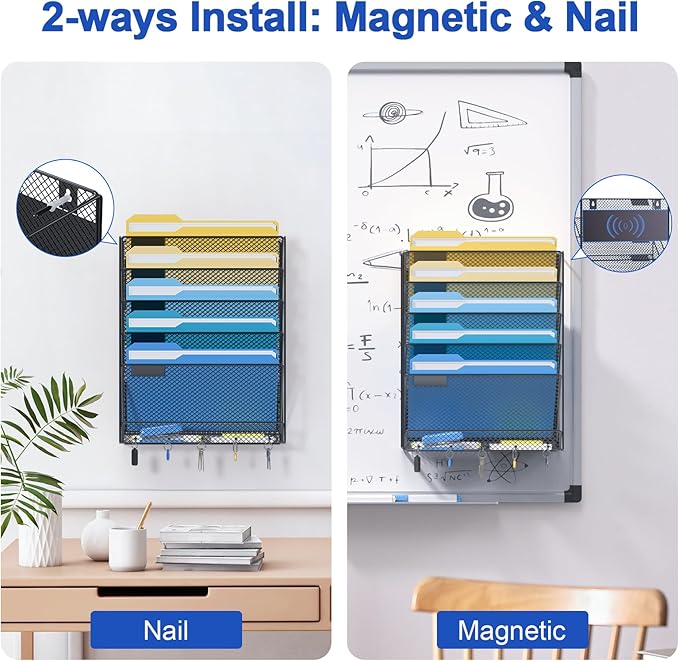 samstar Magnetic Wall File Holder, 6-Tier Hanging Wall File Organizer Wall - Image 4