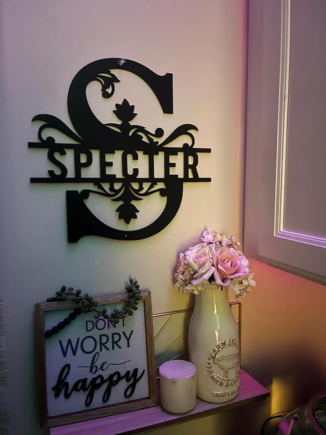 Personalized Metal Name Signs, Split Letter Monogram Wall Decor, Custom Last - Image 2