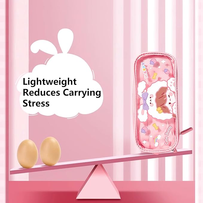 UINSUE Cute Pen case Adorable Bunny Transparent 3-Layer Large Capacity Pencil - Image 7