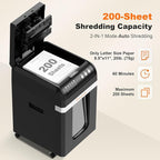 Bonsaii 200-Sheet Auto Feed Paper Shredder, 60-Min Nonstop Heavy Duty Shredders - Image 2
