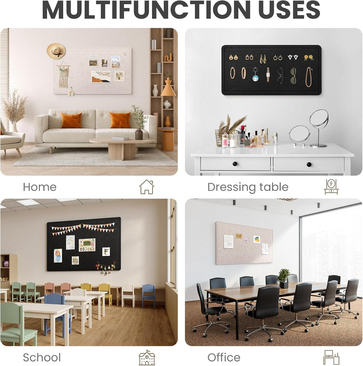Bulletin Board, 60 X 35 inches Decorative Felt Cork Board Alternative with Pu...