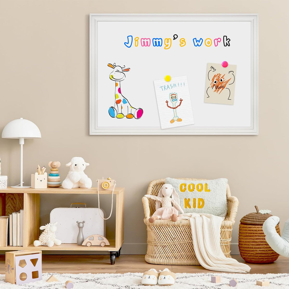 4 THOUGHT Dry Erase Board, 24" x 18" Magnetic Whiteboard, White