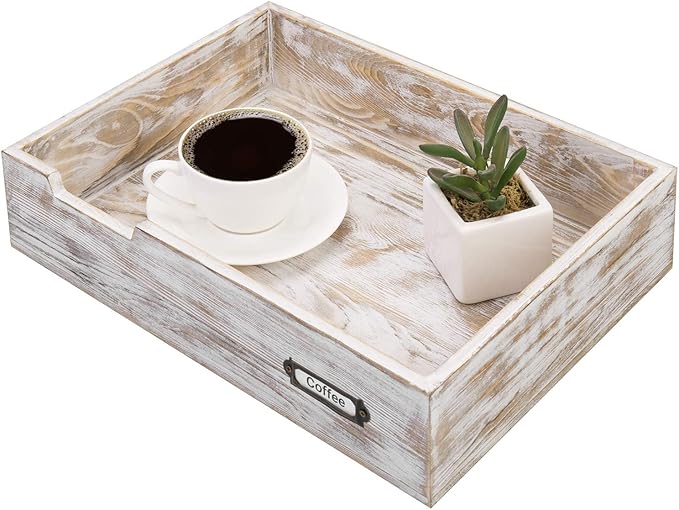 MyGift Rustic White Desktop Letter Tray - Image 7