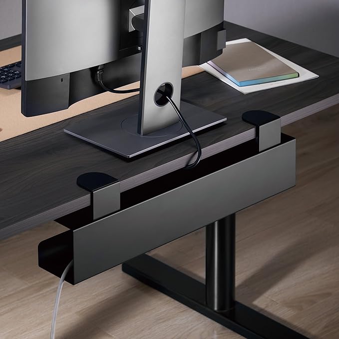 Mount-It! Under Desk Cable Management Tray – Clamp-On No-Drill Metal Cable - Image 2