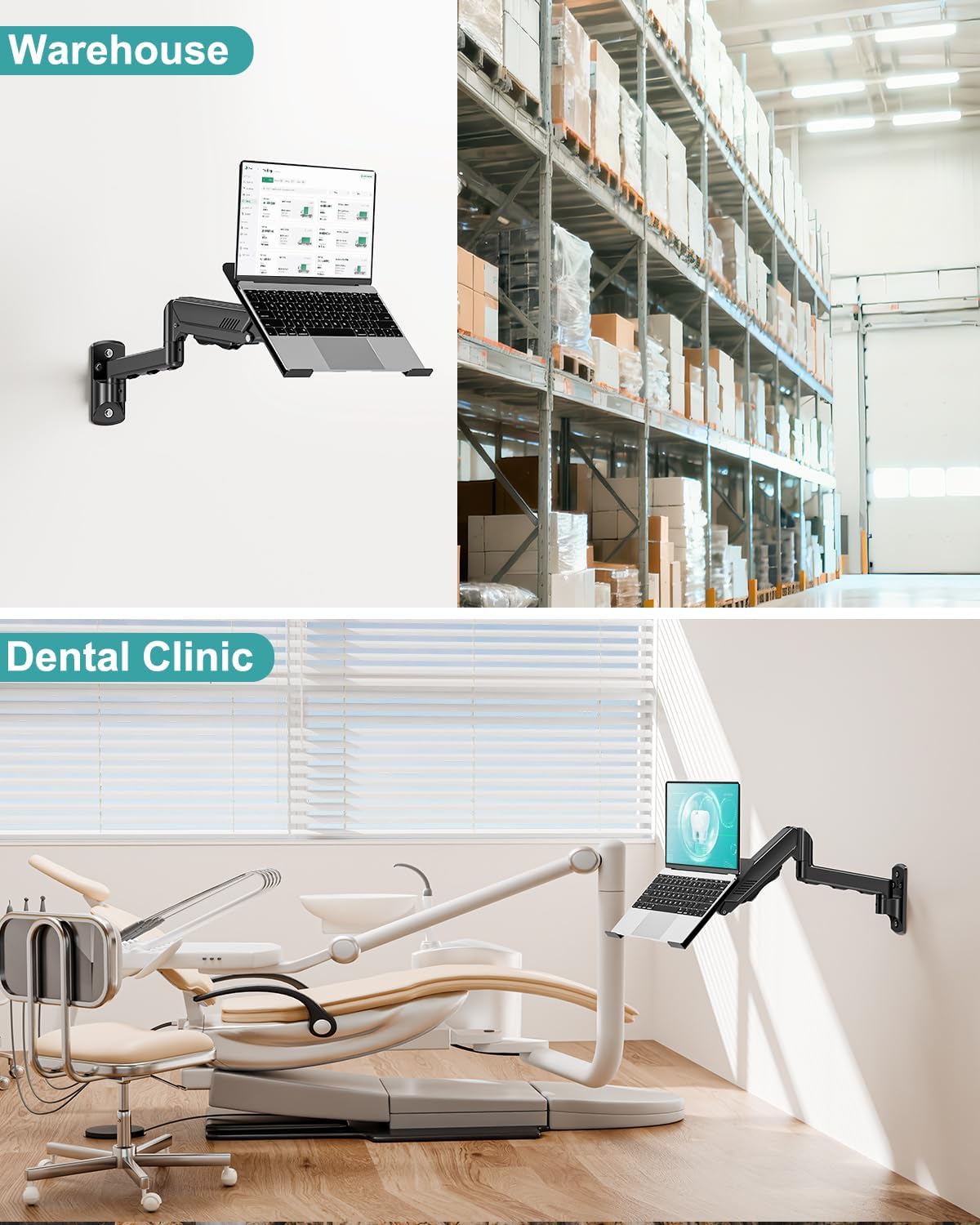 MOUNT PRO Laptop Wall Mount, 2-in-1 Monitor Wall Mount with Vented Tray for 1...