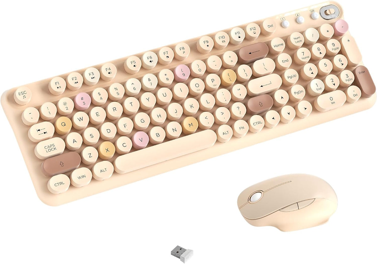 Colorful Wireless Keyboard and Mouse Combo (Milk Tea Colorful)