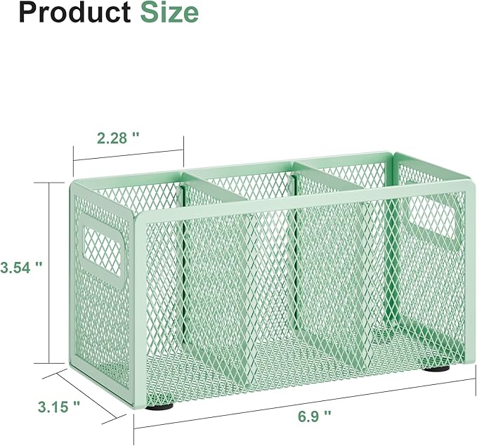 Marbrasse Mesh Pen Holder for Desk, Pencil Holder Desk Organizer 3 Adjustable - Image 2