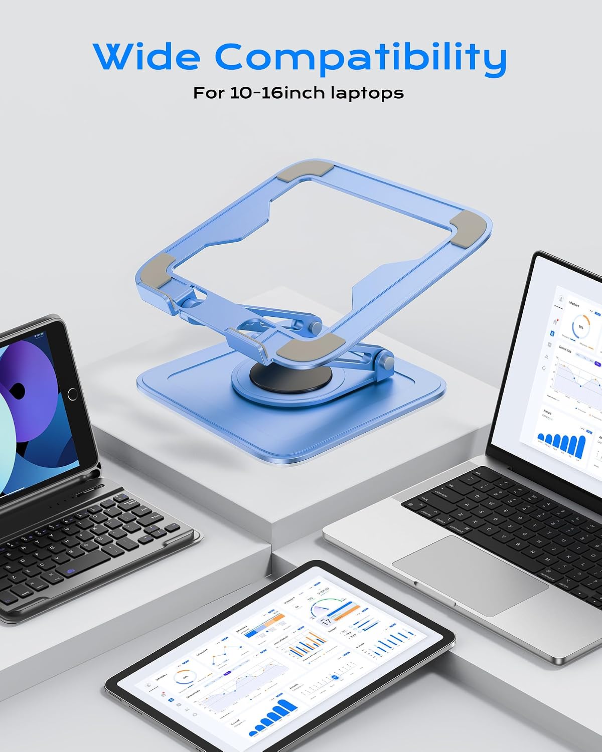 LOXP Adjustable Laptop Stand, Computer Stand with 360 Rotating Base