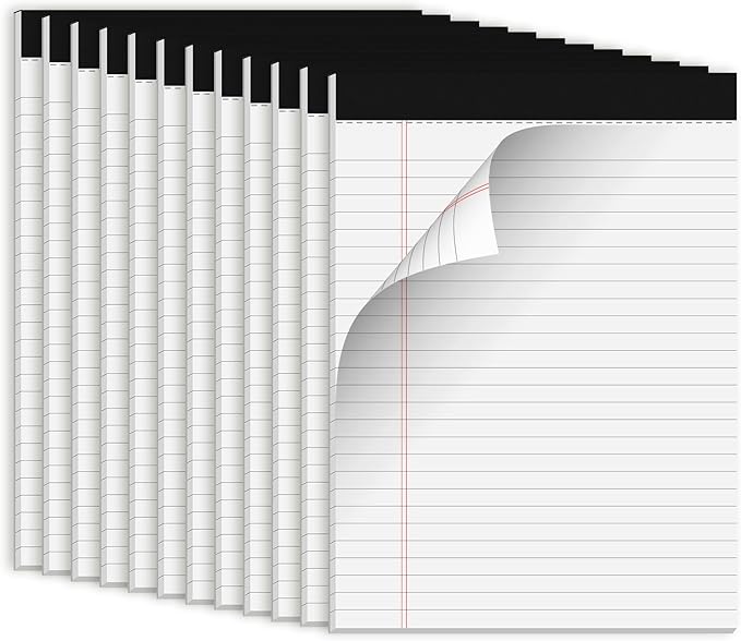 White Legal Pads 8.5 x 11 Notepads, 12 Pack Writing Paper Note Pads 8.5x11 by NotePads