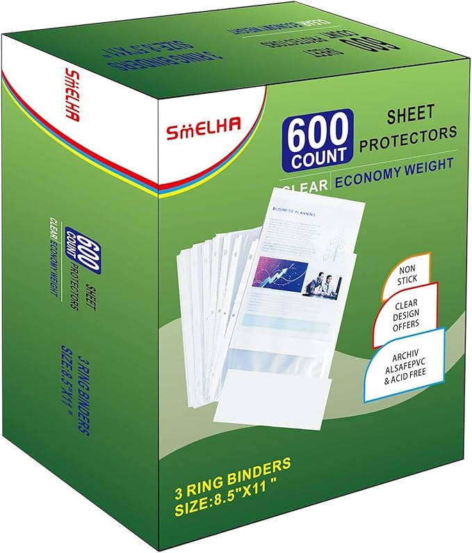 Sheet Protectors 600 Page, Page Protector 8.5" x 11" ，Upgraded Thick Material by SMELHA
