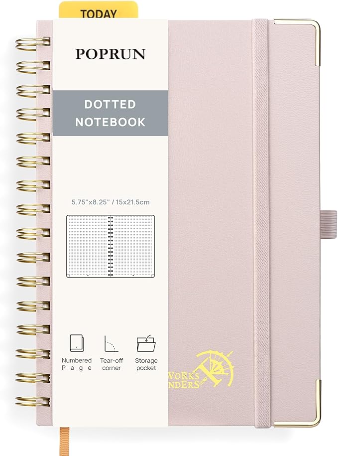 POPRUN Spiral Dotted Journal Notebook, by POPRUN