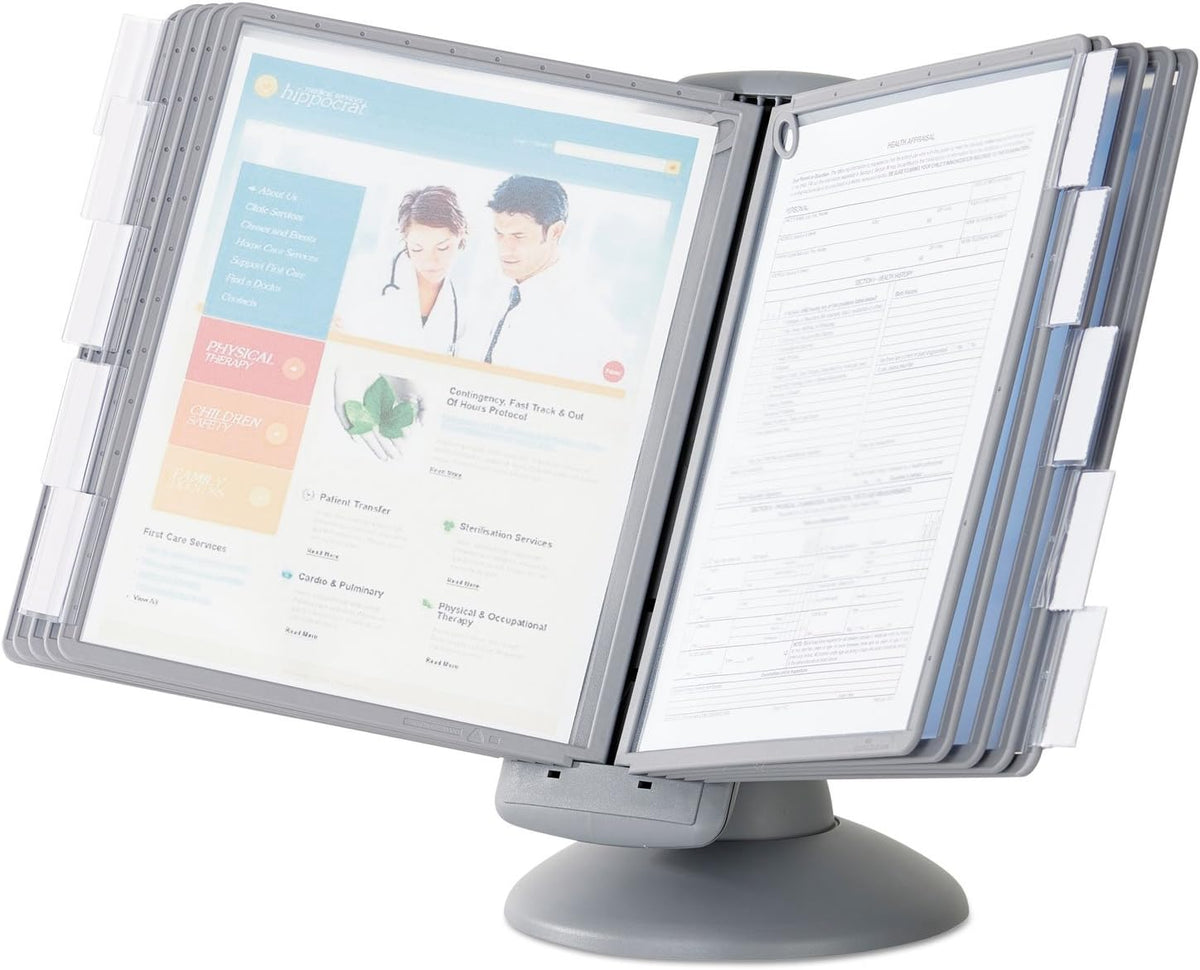 Durable Sherpa Desktop Reference System, 10 Panels, Gray