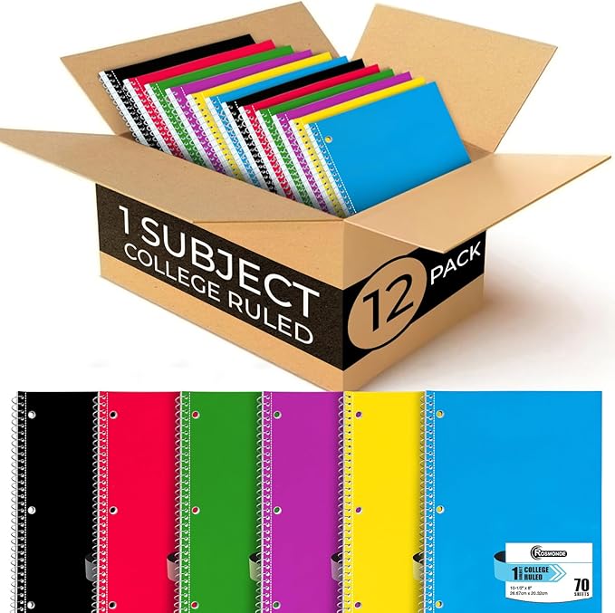 Rosmonde Spiral Notebook, 12 Pack, 1 Subject, College Ruled, 70 Sheets by Rosmonde