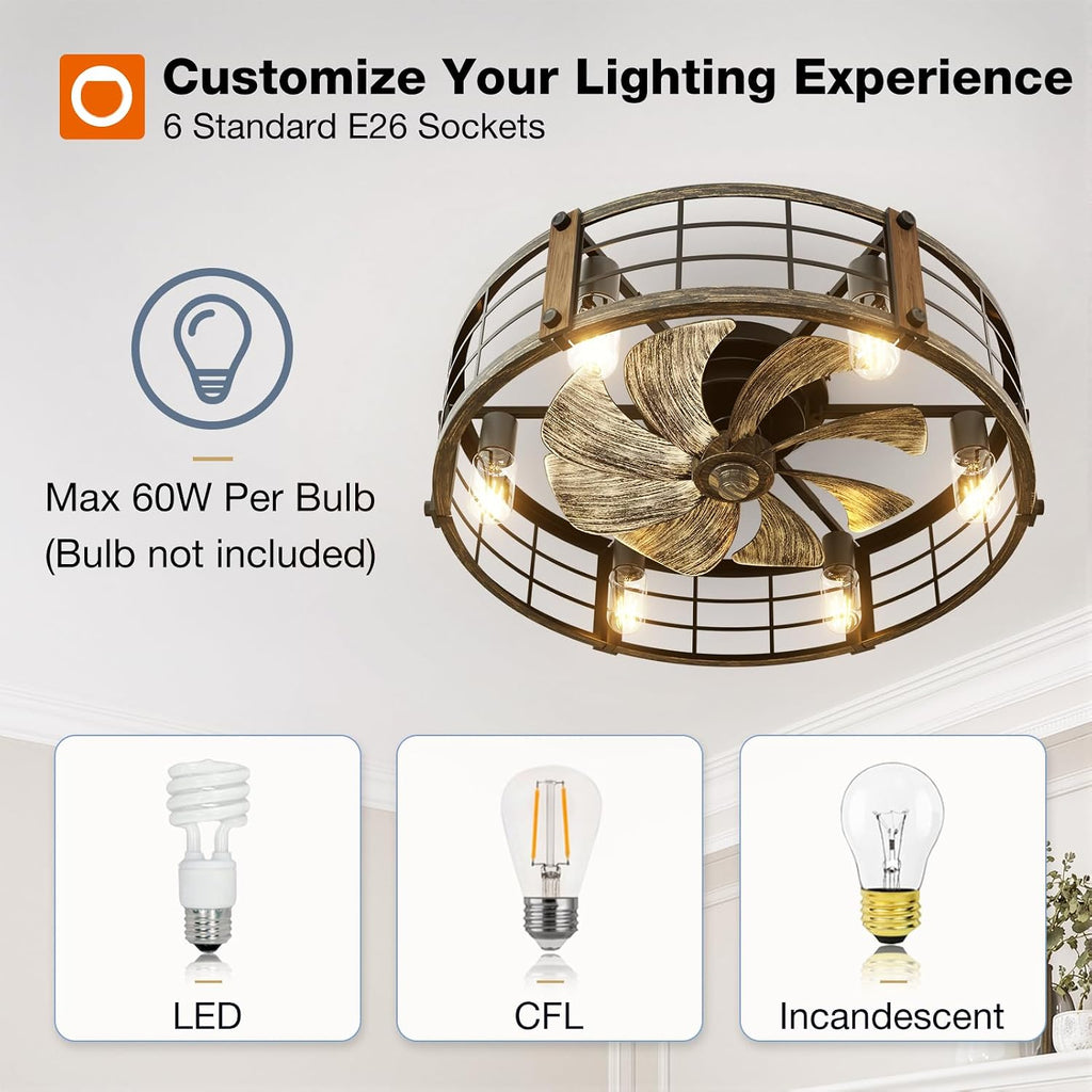 addlon 24" caged ceiling fans with lights and on a desk or shelf