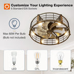 addlon 24" caged ceiling fans with lights and on a desk or shelf