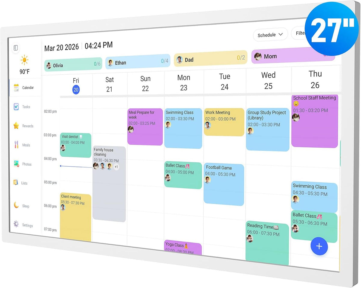 Digital Calendar – 27 Inch Electronic Wall Calendar & Chore Chart, Smart ...