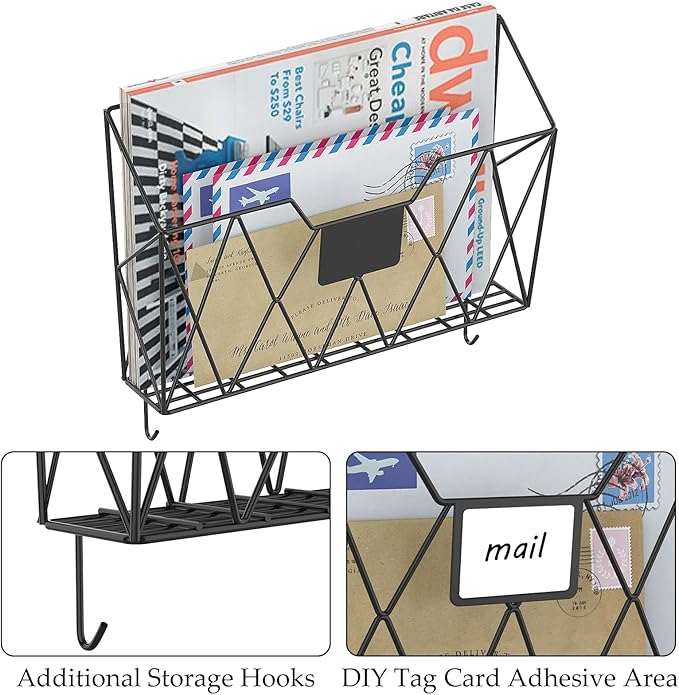 YBING Wall File Organizer Mesh Hanging Wall-mount Files Holder 6 Pack Hanging - Image 3