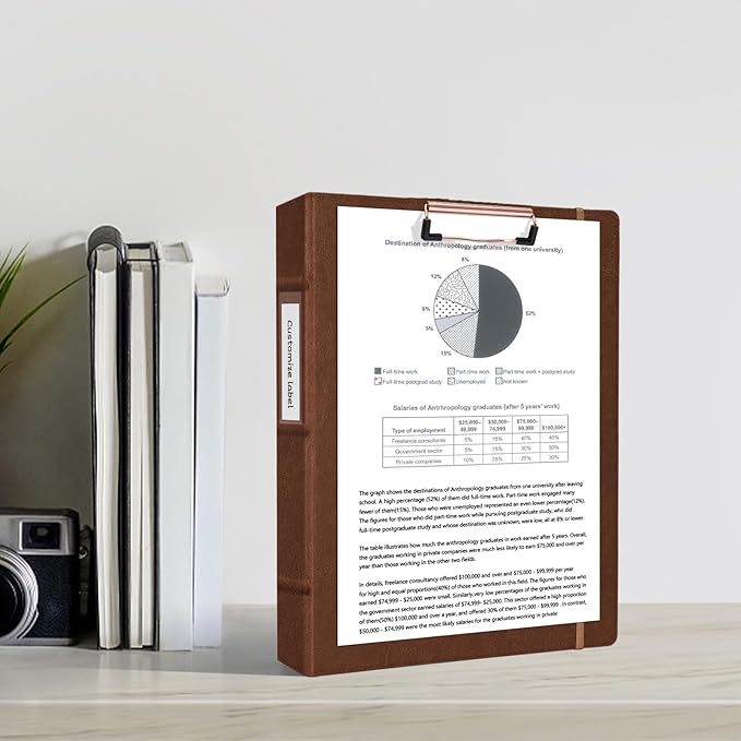 Ospelelf 3 Ring Binder with Clipboard, 1 Inch Leather, Letter Size, 5 Tab - Image 2