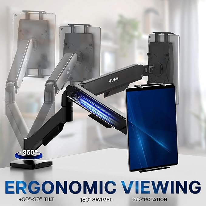 VIVO Height Adjustable Counterbalance Mechanical Arm Tablet Desk Mount - Image 5