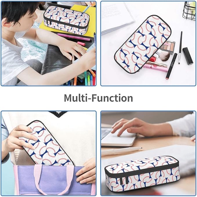Baseball Blue White Ball Pencil Case Big Capacity Storage Pencil Pouch - Image 8