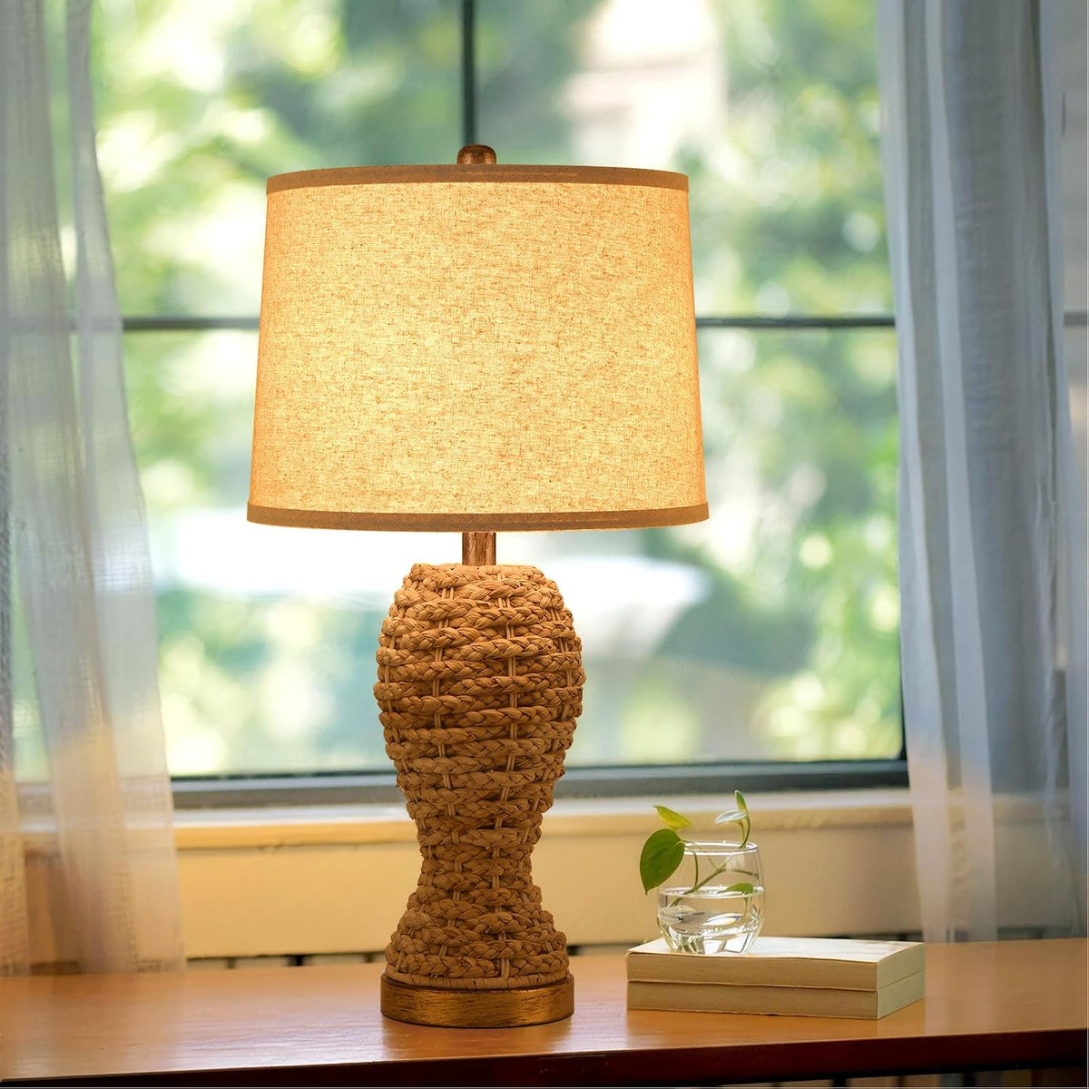 24.4" Boho Table Lamps for Living Room, Bedside Lamp for Nightstands, Ra...