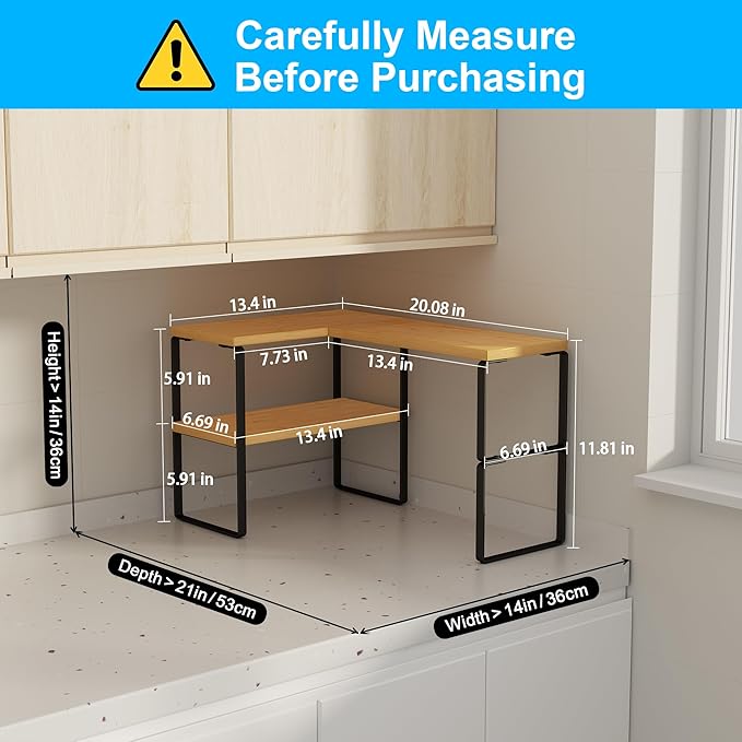 Golener Countertop Organizer Corner Shelf, 2-Tier Adjustable Stackable Corner - Image 2