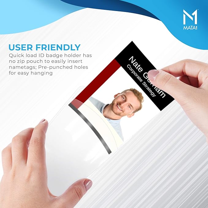 Mata1-USA Plastic Extra-Thick Vertical ID Card Holder, Large Size No Zipper - Image 3
