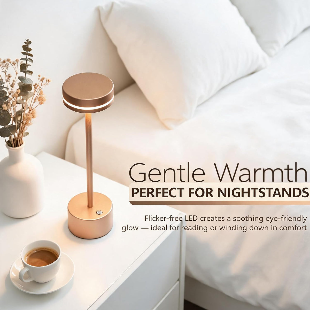 2 Pack Cordless Table Lamps, 5000 mAh Rechargeable Touch LED Lamps