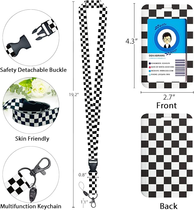Black and White Checkered Lanyards - Image 4