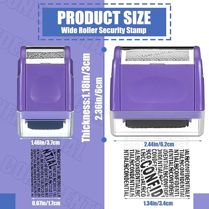 Nezyo 2 Pack Identity Protection Roller Stamp Identity Theft, Confidential - Image 2