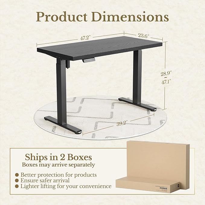 ErGear Height Adjustable Electric Standing Desk, 47.2 x 23.6 Inches Sit Stand - Image 3