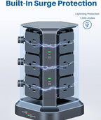 KOOSLA PD Power Strip Tower Surge Protector, USB C Desktop Charging Station - Image 6