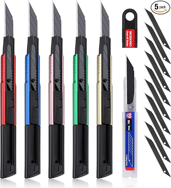 WORKPRO Premium Utility Knife Retractable Snap-off Blade, Heavy Duty Aluminum by WORKPRO