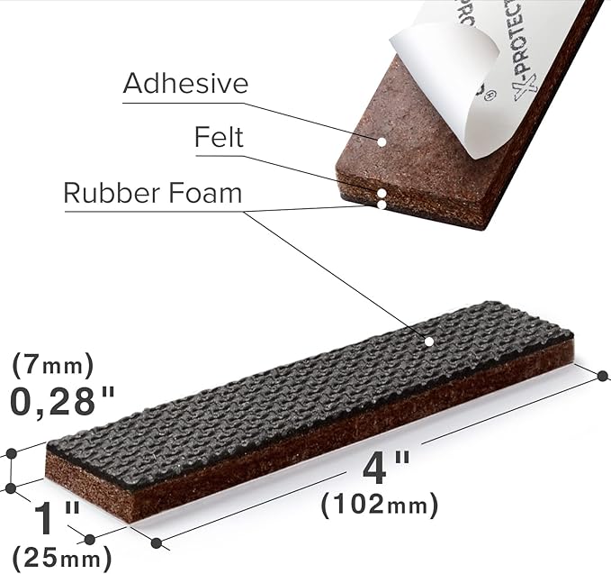 X-PROTECTOR Non-Slip Furniture Pads 8 PCS 1” x 4” - Image 3