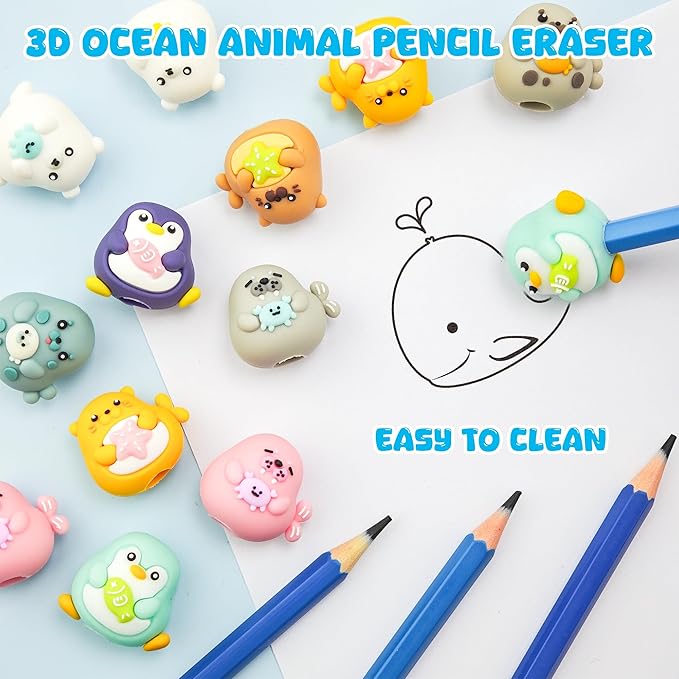 20 pcs Ocean Animal Pencil Topper Erasers - Image 3