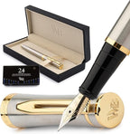 Wordsworth & Black Fountain Pen Set, 18K Gilded Extra Fine Nib, Includes 24 by WordsworthBlack