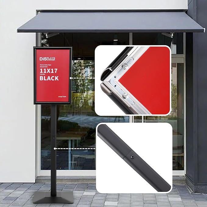 DISPLAYSWORKER Adjustable Heavy Duty Pedestal Sign holder floor Stand, sign - Image 8