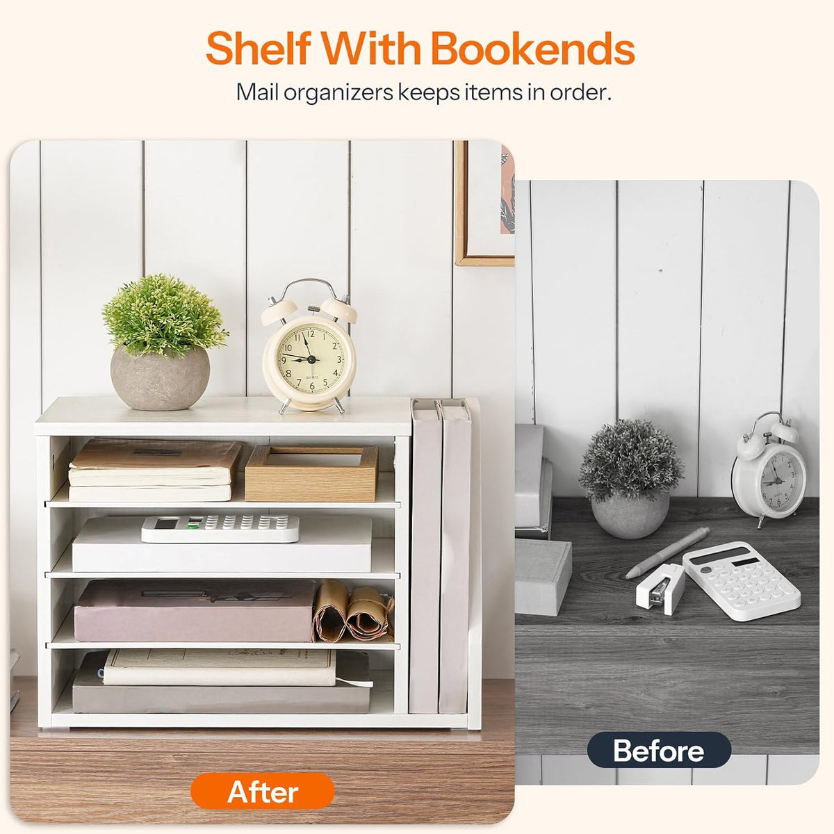 HOOBRO Mail Sorter, Literature Organizer with Adjustable Shelves, Paper Organ...