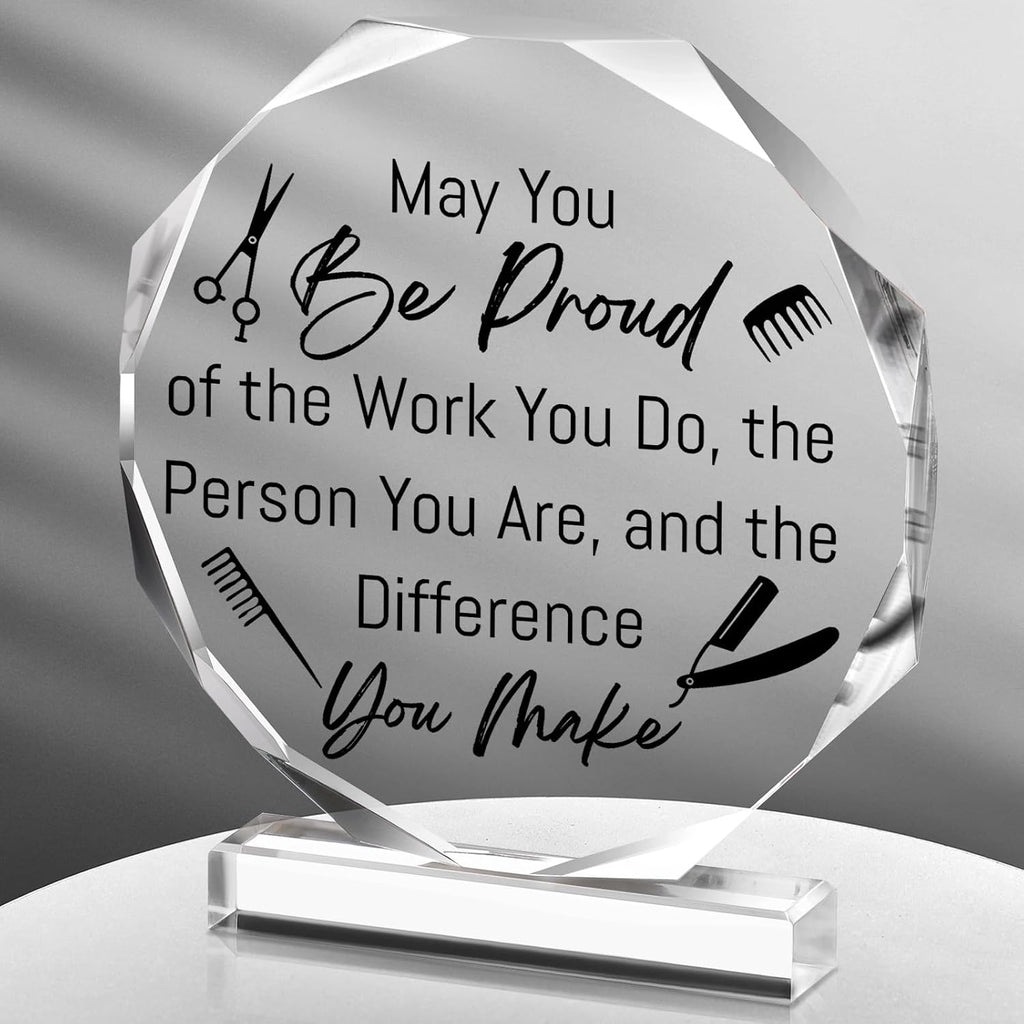 CroBlissful Hairdresser Gifts Acrylic Desk Decor Difference You Make Hairapist Gifts Barbershop Hair Salon Decor for Hair Stylist Cosmetology Women Men Birthday Plaque for Friend Hairdresser Barber