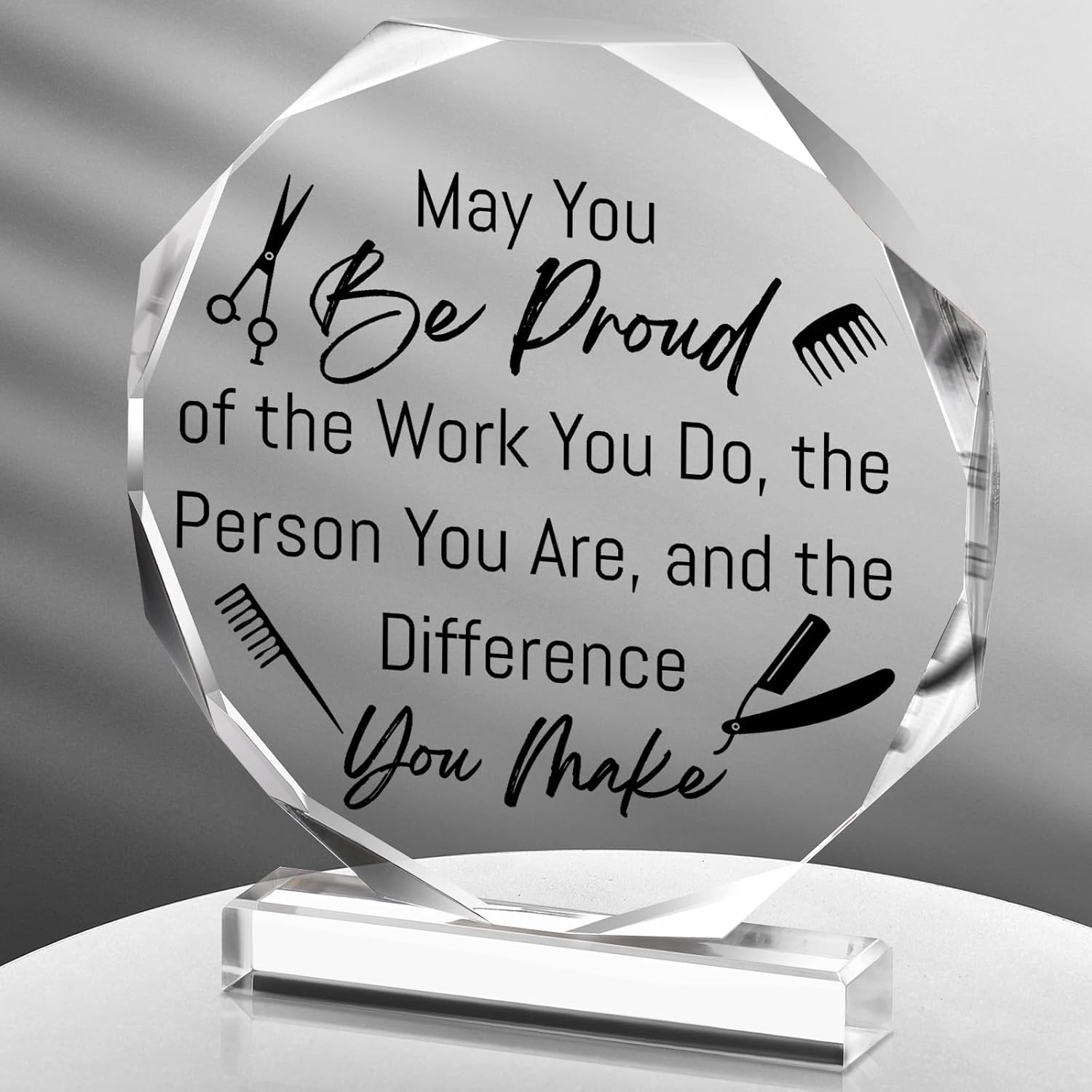 CroBlissful Hairdresser Gifts Acrylic Desk Decor Difference You Make Hairapist Gifts Barbershop Hair Salon Decor for Hair Stylist Cosmetology Women Men Birthday Plaque for Friend Hairdresser Barber