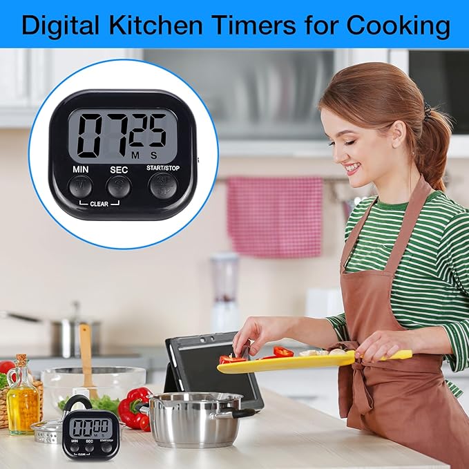 Leumoi 24 Pcs Digital Kitchen Timers Magnetic Back Timers Bulk Large Screen - Image 4