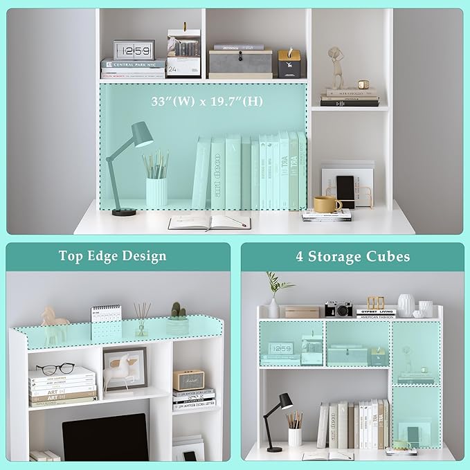 OSCHF Wooden Desktop Hutch Bookshelf - Image 4
