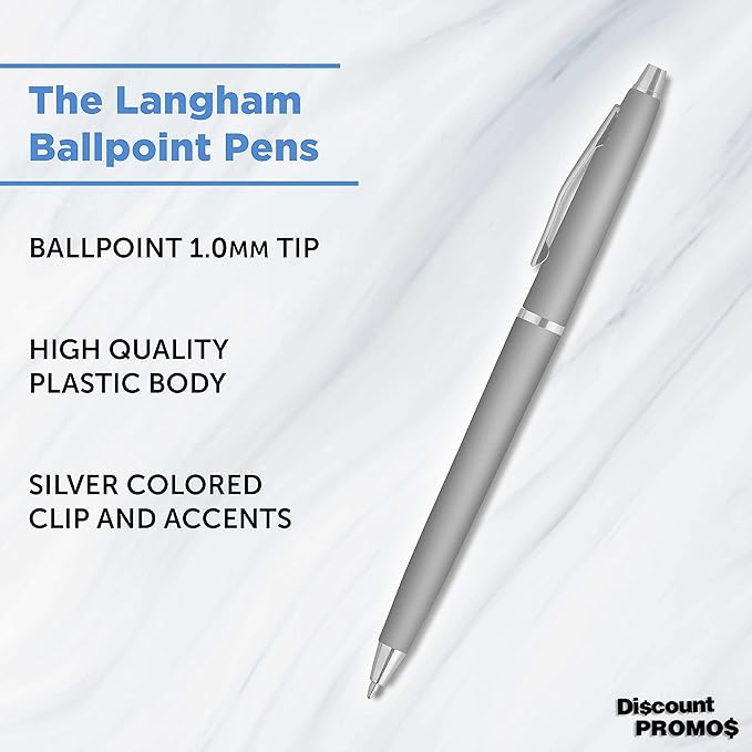 DISCOUNT PROMOS Langham Ballpoint Pens Set of 10, Bulk Pack - Image 3
