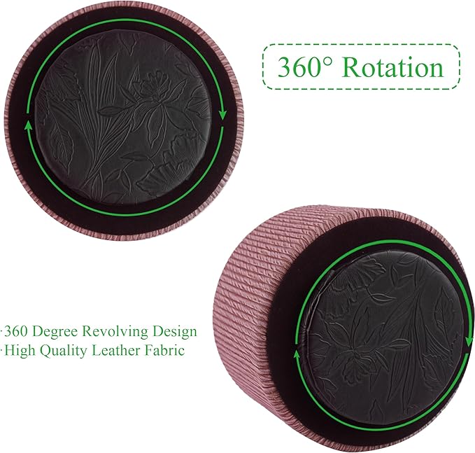 Hennaja Round Leather Art Supply Organizer, Remote Control Holder, 360 Degree - Image 4