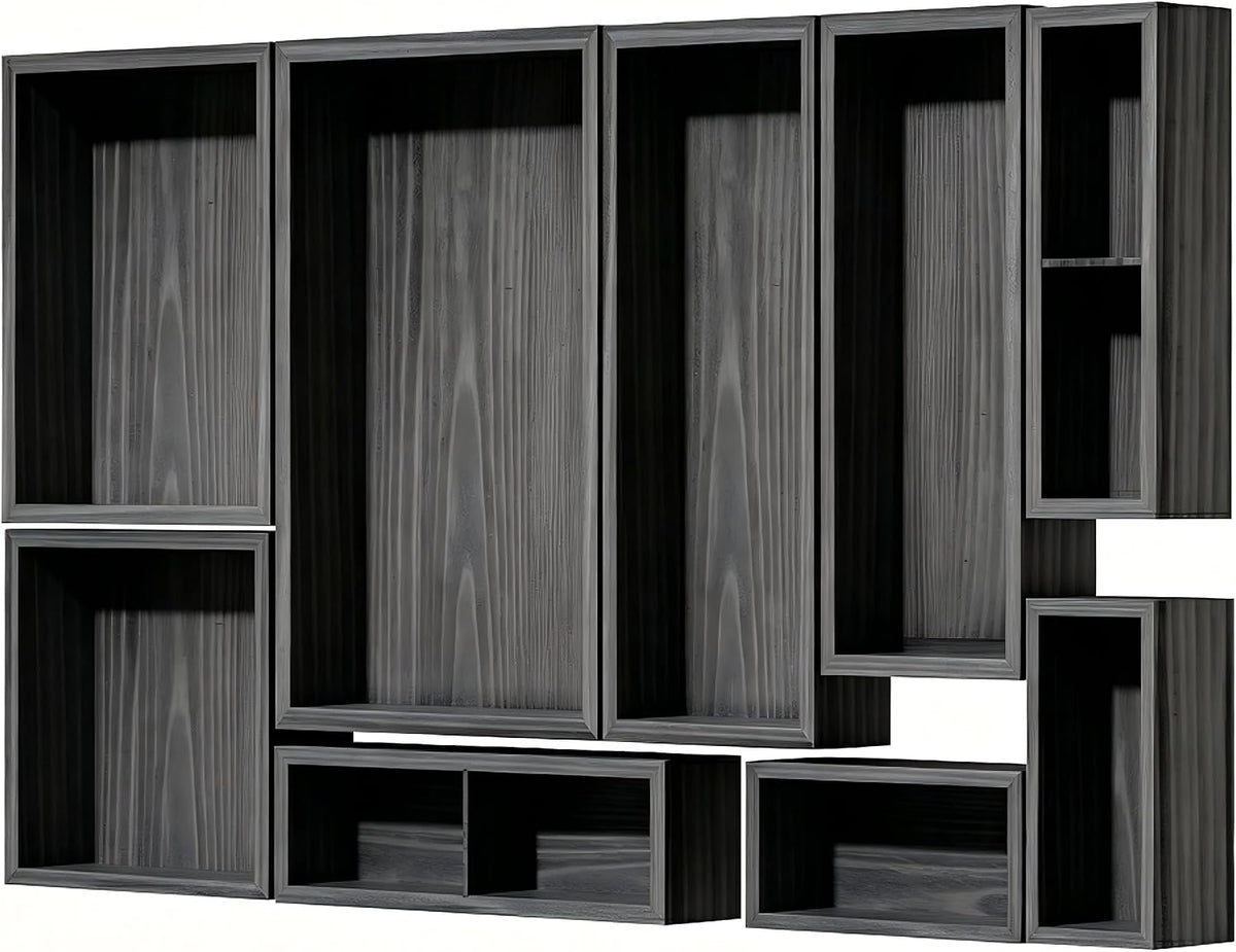 9-Pack Solid Wood Junk Drawer Organizer, Modular Desk Drawer Tray & Acces...